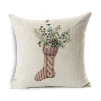 HKM-524307 Linen Christmas Gift Wreath Throw Pillow Cover, 45x45cm, Nordic Style