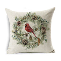 HKM-524307 Linen Christmas Gift Wreath Throw Pillow Cover, 45x45cm, Nordic Style