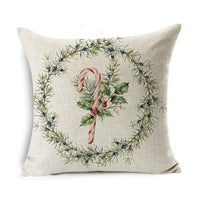HKM-524307 Linen Christmas Gift Wreath Throw Pillow Cover, 45x45cm, Nordic Style