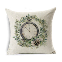HKM-524307 Linen Christmas Gift Wreath Throw Pillow Cover, 45x45cm, Nordic Style