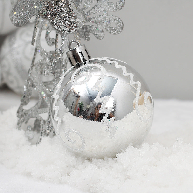 HKM-524371 Silver PVC Decorative Drawing Ball for European and American Style Christmas Decor