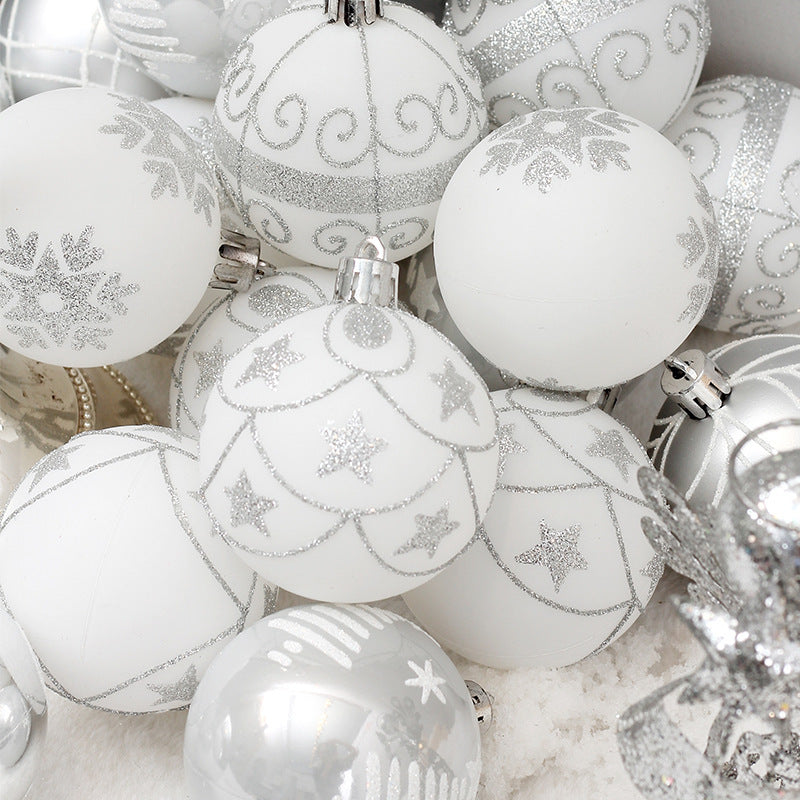 HKM-524371 Silver PVC Decorative Drawing Ball for European and American Style Christmas Decor