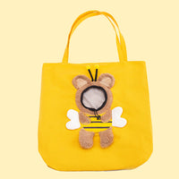 HKM-524435 Cute Canvas Pet Shoulder Bag - Cartoon Design for Dogs and Cats, Medium Soft, Available in Rabbit, Bee, Dinosaur