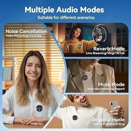 HKM-524435 Dual-Channel Wireless Microphone Kit with Active Noise Cancellation and Portable Charging Case