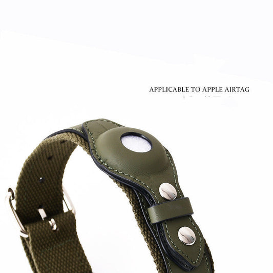 HKM-524755 Leather Pet Collar with Protective Cover for AirTag Tracking - Available in Various Colors