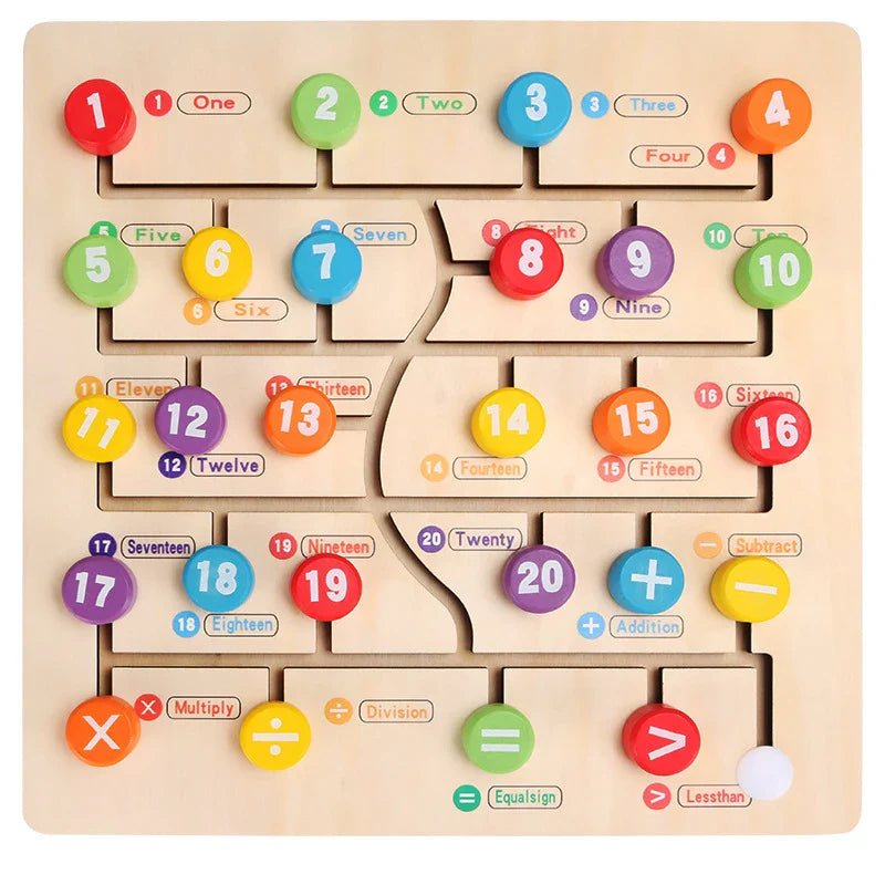 HKM-524819 Educational Wooden Maze Puzzle for Kids – Digital Letter Cognitive Labyrinth for Age 3+