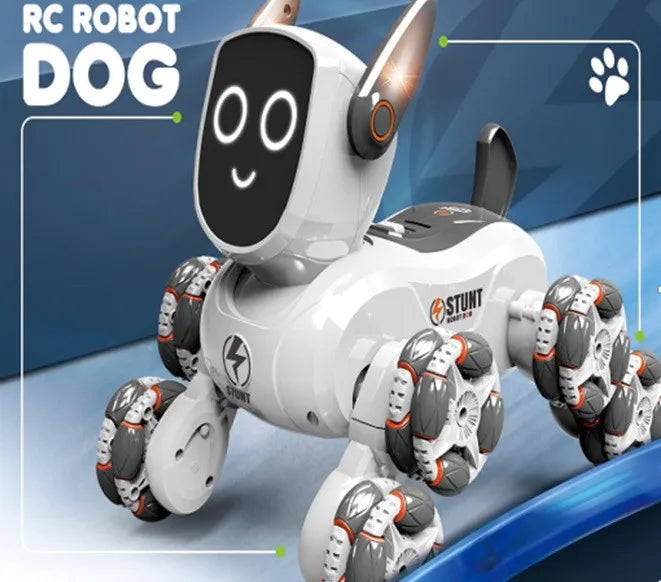 HKM-524883 4WD Stunt Remote Control Robot Dog with Gesture Control, Multi-Function RC Toy for Ages 2-13