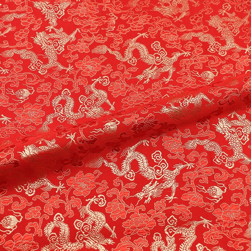 HKM-525075 Silk Brocade Fabric for Cheongsam, Dresses, and Home Decor - 150cm Width, 190g/㎡