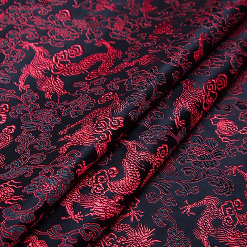 HKM-525075 Silk Brocade Fabric for Cheongsam, Dresses, and Home Decor - 150cm Width, 190g/㎡