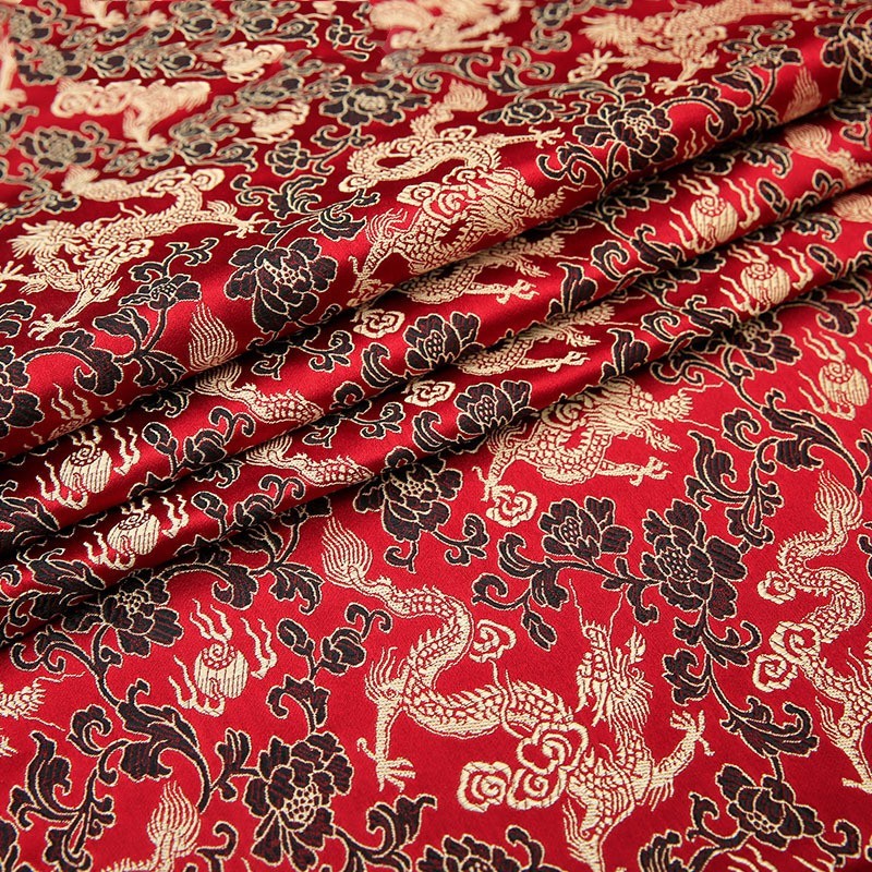 HKM-525075 Silk Brocade Fabric for Cheongsam, Dresses, and Home Decor - 150cm Width, 190g/㎡