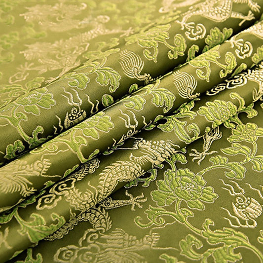 HKM-525075 Silk Brocade Fabric for Cheongsam, Dresses, and Home Decor - 150cm Width, 190g/㎡
