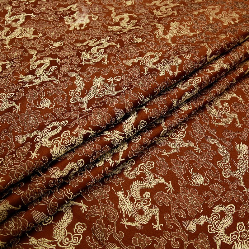 HKM-525075 Silk Brocade Fabric for Cheongsam, Dresses, and Home Decor - 150cm Width, 190g/㎡