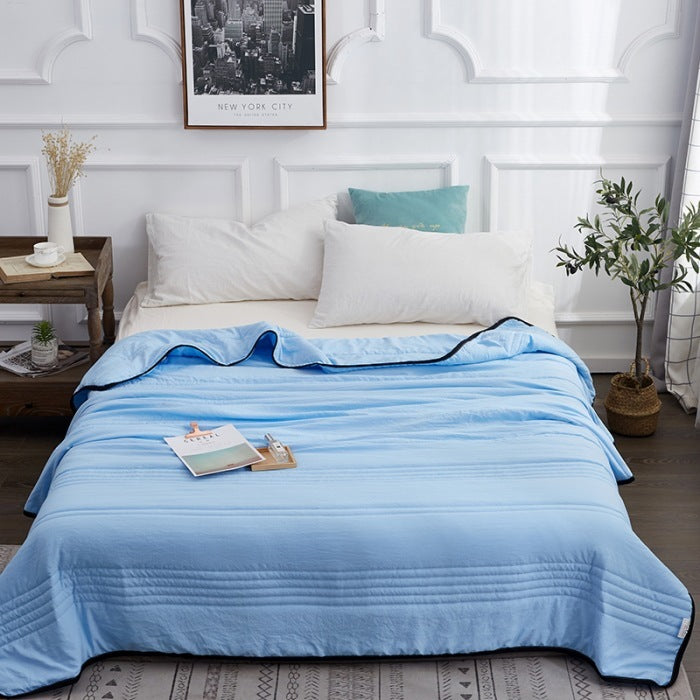 HKM-525075 Summer Cool Quilt - Thin Washed Cotton and Polyester Blend, Machine Washable Air Conditioner Quilt