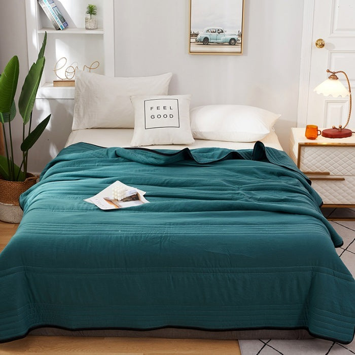 HKM-525075 Summer Cool Quilt - Thin Washed Cotton and Polyester Blend, Machine Washable Air Conditioner Quilt