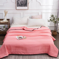 HKM-525075 Summer Cool Quilt - Thin Washed Cotton and Polyester Blend, Machine Washable Air Conditioner Quilt