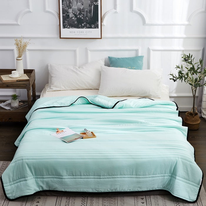 HKM-525075 Summer Cool Quilt - Thin Washed Cotton and Polyester Blend, Machine Washable Air Conditioner Quilt