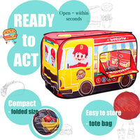 HKM-525203 Food Truck Play Tent for Kids - Inflatable Polyester Playset with Burger Mat for Ages 2-13
