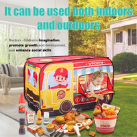 HKM-525203 Food Truck Play Tent for Kids - Inflatable Polyester Playset with Burger Mat for Ages 2-13