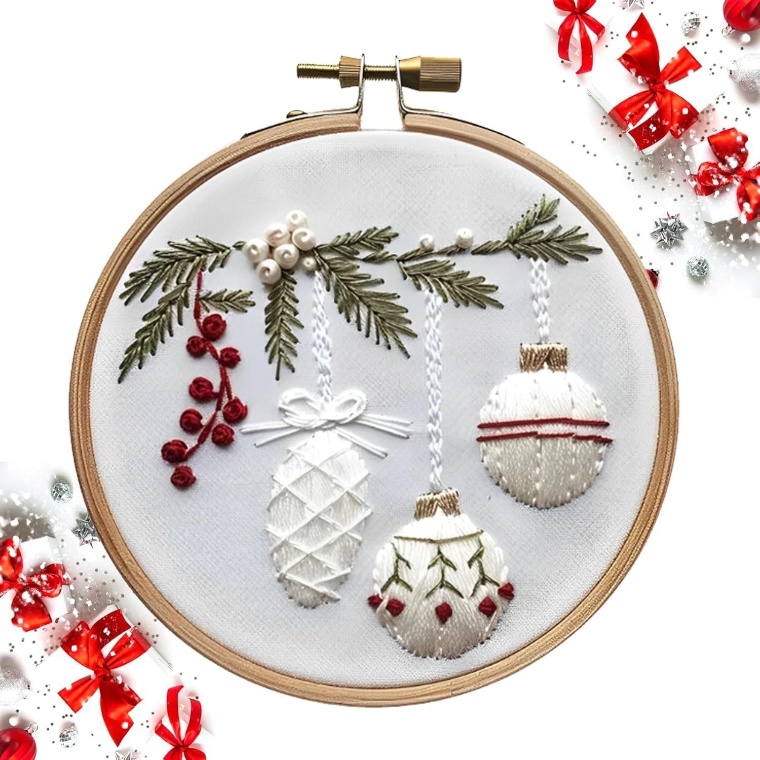 HKM-525523 Christmas Embroidery Kit - DIY Handicraft Set with Cotton and Linen Materials