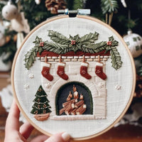 HKM-525523 Christmas Embroidery Kit - DIY Handicraft Set with Cotton and Linen Materials