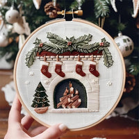 HKM-525523 Christmas Embroidery Kit - DIY Handicraft Set with Cotton and Linen Materials