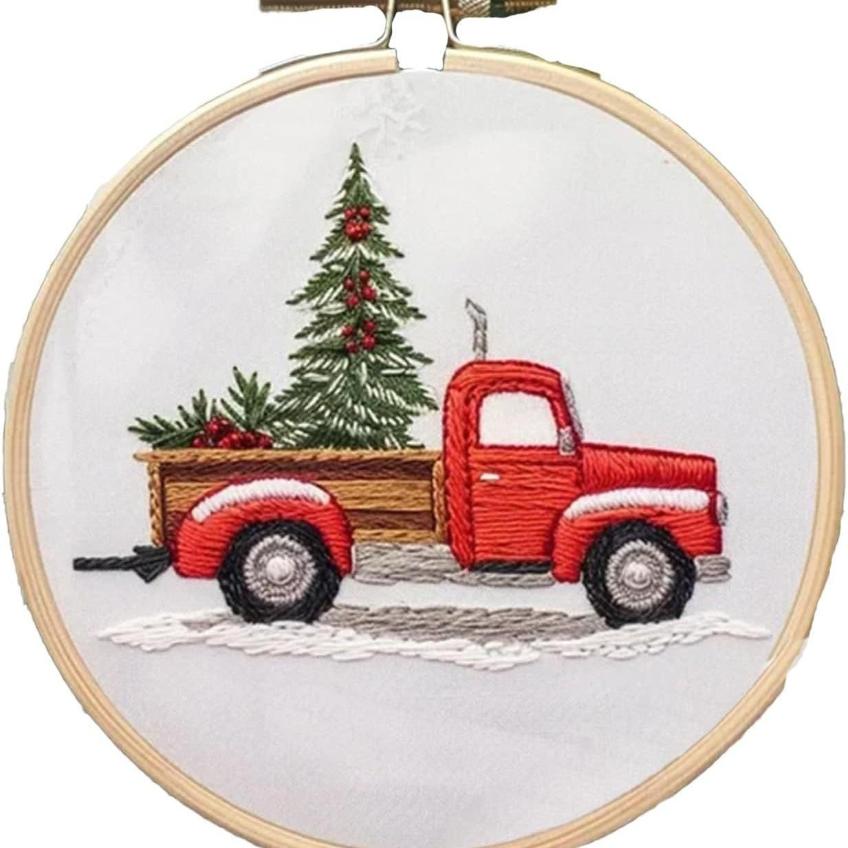 HKM-525523 Christmas Embroidery Kit - DIY Handicraft Set with Cotton and Linen Materials
