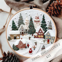 HKM-525523 Christmas Embroidery Kit - DIY Handicraft Set with Cotton and Linen Materials
