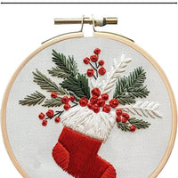HKM-525523 Christmas Embroidery Kit - DIY Handicraft Set with Cotton and Linen Materials