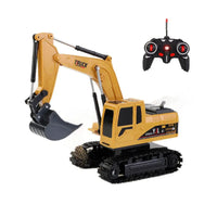 HKM-525651 Remote Control Alloy Excavator Toy 6-Channel Construction Vehicle with Lights for Ages 5 and Up