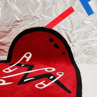 HKM-525715 Heart-Shaped Soft Polyester Fiber Non-Slip Carpet for Bedroom and Living Room, Washable, Available in Red and Blue, Multiple Sizes