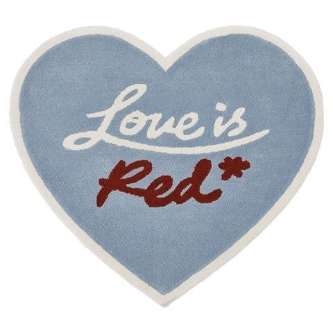HKM-525715 Heart-Shaped Soft Polyester Fiber Non-Slip Carpet for Bedroom and Living Room, Washable, Available in Red and Blue, Multiple Sizes