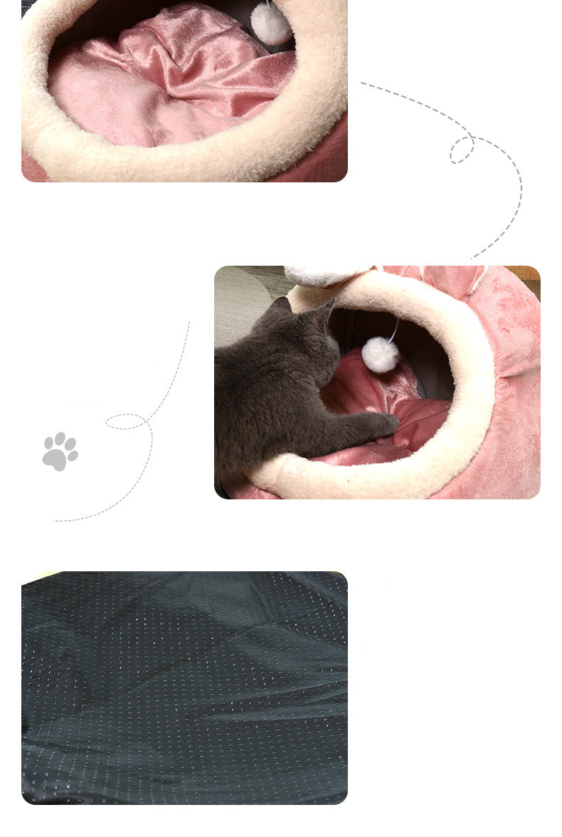 HKM-525779 Dog Cat Bed All Season All-purpose Pet Nest Semi Closed For Warmth In Autumn And Winter