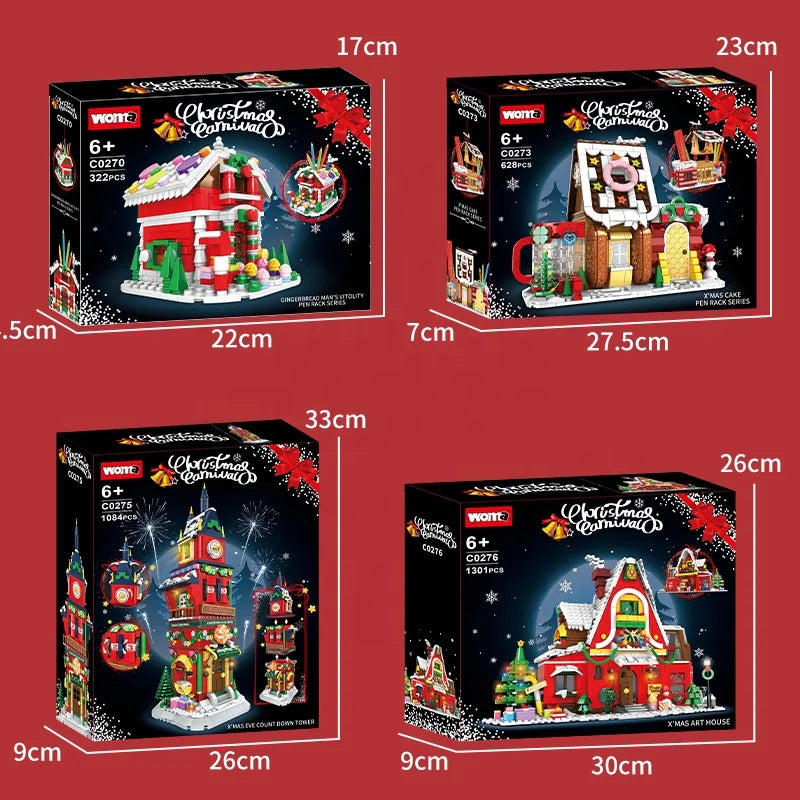 KTX-525971 Christmas Building Block Toy Set - Santa Claus House DIY Assembly Puzzle for Kids 8 Years & Up