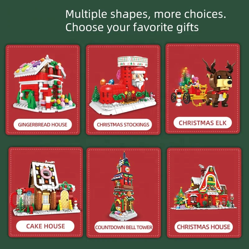 KTX-525971 Christmas Building Block Toy Set - Santa Claus House DIY Assembly Puzzle for Kids 8 Years & Up