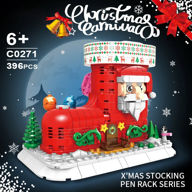 KTX-525971 Christmas Building Block Toy Set - Santa Claus House DIY Assembly Puzzle for Kids 8 Years & Up