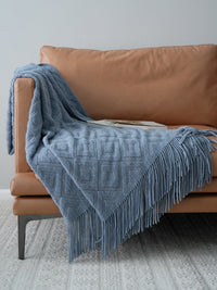 HKM-526163 Acrylic Fiber Jacquard Knitted Bed Tail Towel Blanket for Autumn and Winter - Multiple Colors Available