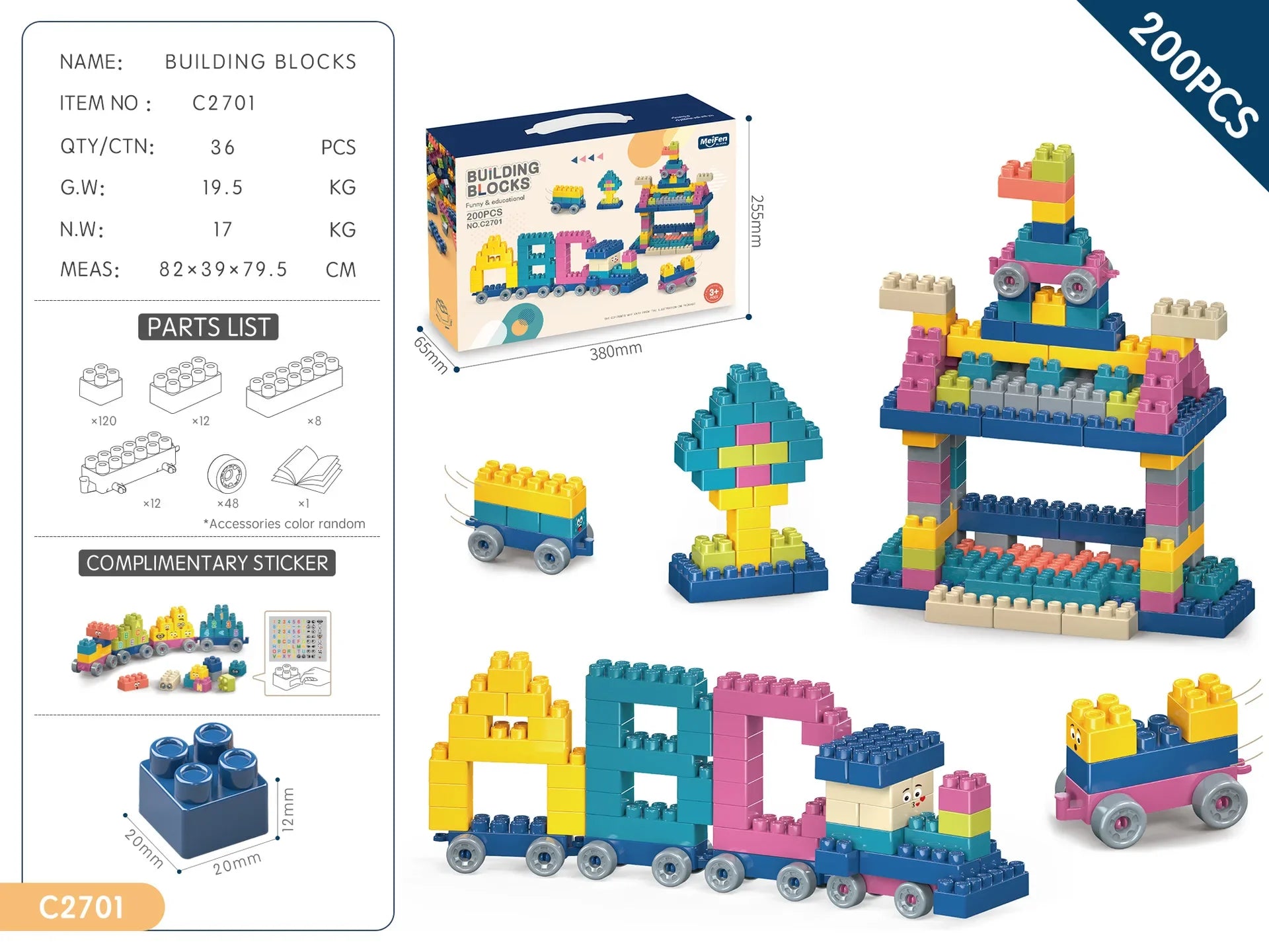 KTX-526227 Kids ABS Plastic Stacking Building Blocks Set for Creative Learning and Modern Construction Play