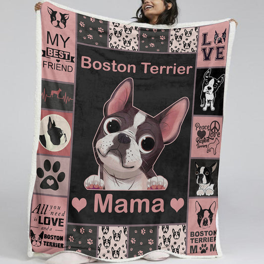 HKM-526227 Soft Dog-Themed Sherpa Fleece Blanket for Couch, Office, and Camping - Multiple Sizes Available