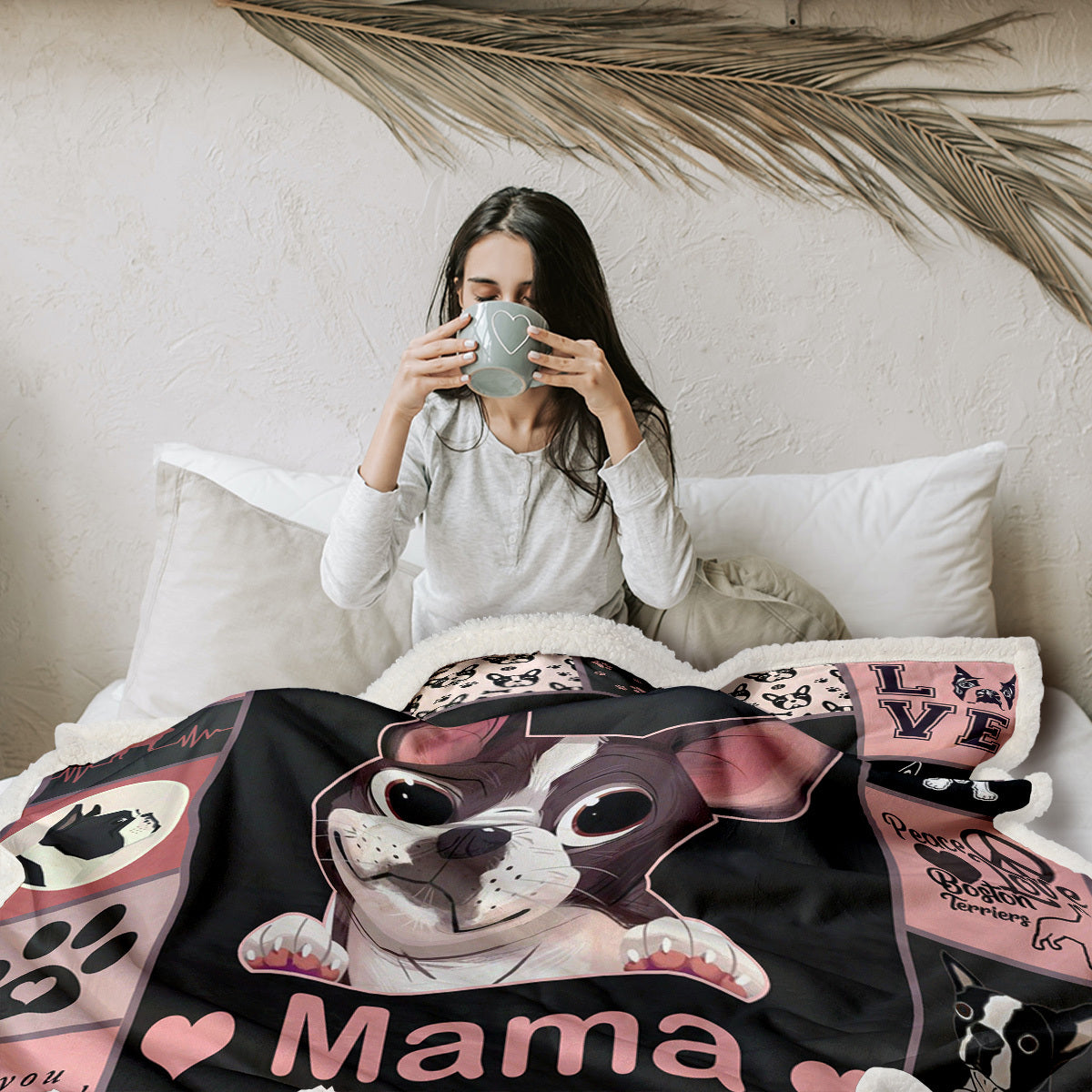 HKM-526227 Soft Dog-Themed Sherpa Fleece Blanket for Couch, Office, and Camping - Multiple Sizes Available