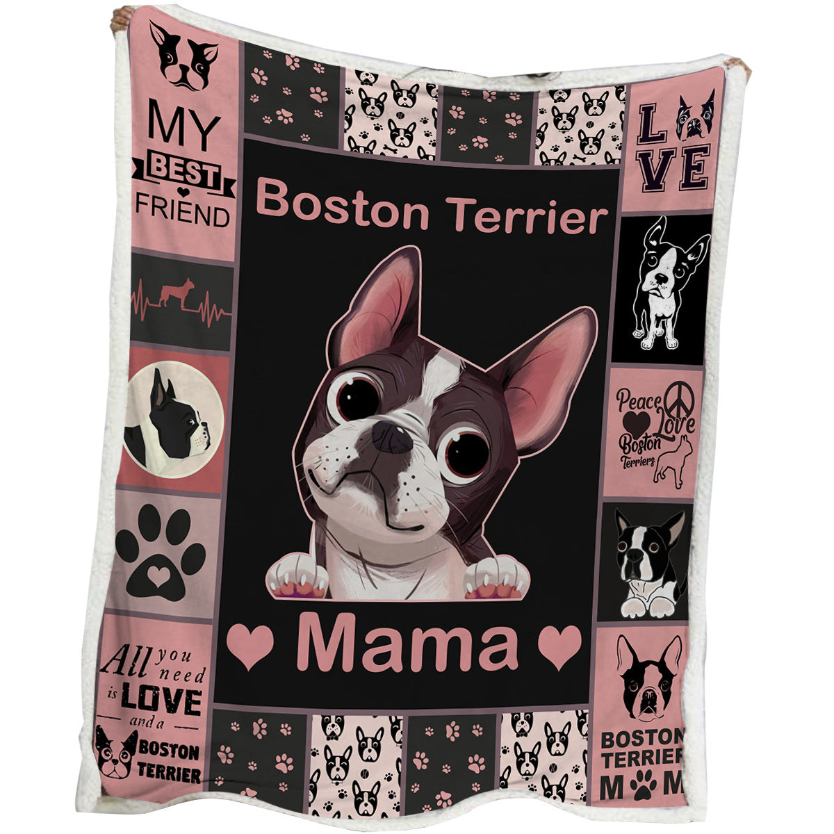 HKM-526227 Soft Dog-Themed Sherpa Fleece Blanket for Couch, Office, and Camping - Multiple Sizes Available