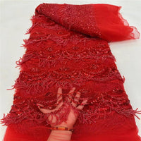 HKM-526227 Tassel Bead Tube Lace Fabric for Wedding Dresses and DIY Projects
