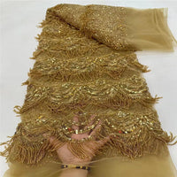HKM-526227 Tassel Bead Tube Lace Fabric for Wedding Dresses and DIY Projects