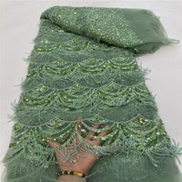 HKM-526227 Tassel Bead Tube Lace Fabric for Wedding Dresses and DIY Projects