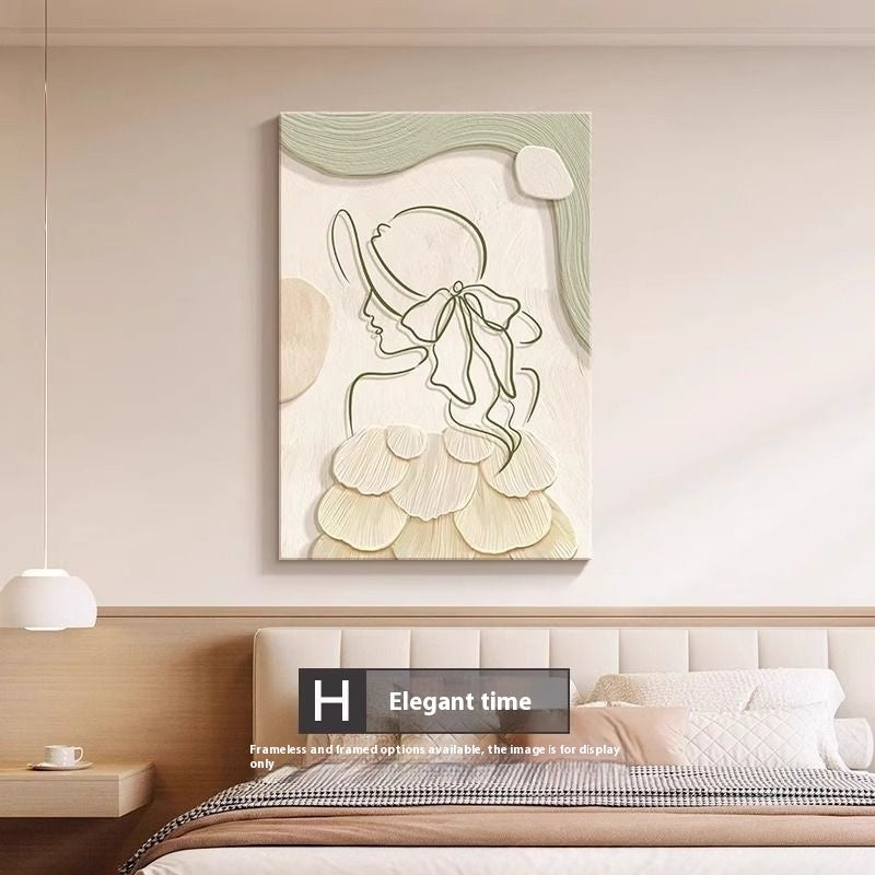 HKM-526483 Elegant Abstract Character Mural in Embossed Film - 40x60 Frameless Decorative Painting