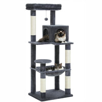 HKM-526547 Plus-Sized Wooden Cat Climbing Frame with Integrated Hammock - Four Seasons Stable and Durable Design