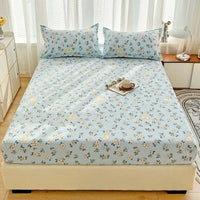 HKM-526547 Three-Piece Dust Mattress Protective Cover Set - Fitted Sheet with Geometric, Cartoon, and Floral Patterns for 1.5m Bed
