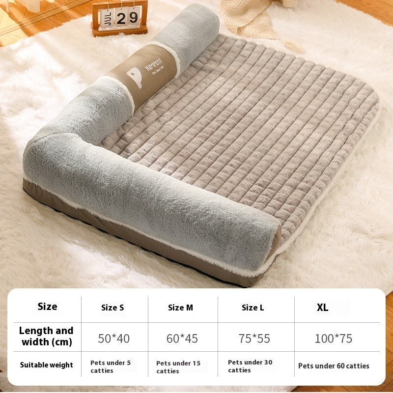 HKM-526675 Removable and Washable Winter Dog Bed in Green, Gray, and Brown