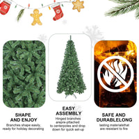 HKM-526675 Unlit Green PVC Christmas Tree with Metal Stand for Indoor Holiday Decor - Available in 5ft, 6ft, 7ft, and 8ft Heights