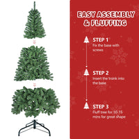 HKM-526675 Unlit Green PVC Christmas Tree with Metal Stand for Indoor Holiday Decor - Available in 5ft, 6ft, 7ft, and 8ft Heights
