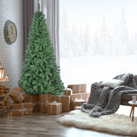 HKM-526675 Unlit Green PVC Christmas Tree with Metal Stand for Indoor Holiday Decor - Available in 5ft, 6ft, 7ft, and 8ft Heights